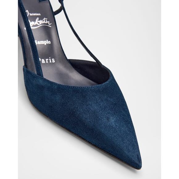 Christian Louboutin Condoroline 55 Marine Blue Slingback Strap Heel Pump 35.5 - Picture 4 of 14